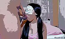 Ung stedsøster lokket af is og hård bagfra sex i Hentai-tegnefilm