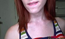 Redheaded stepsister eagerly pleases her stepbrother's big, hairy cock